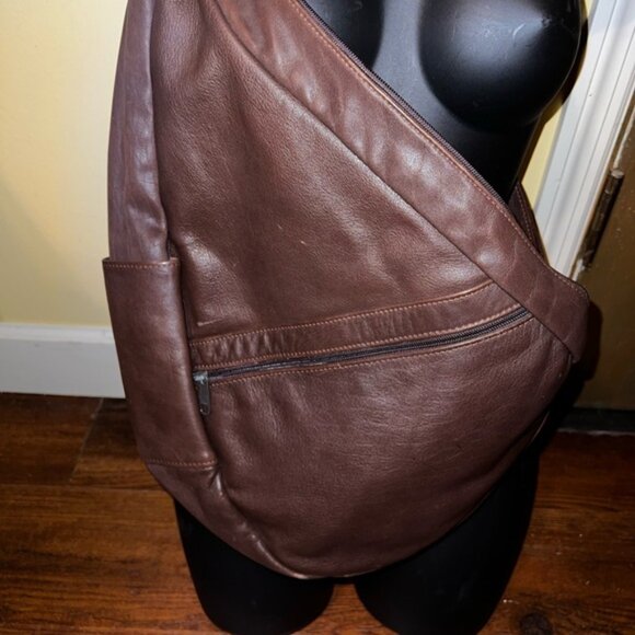 AmeriBag Healthy Back Bag Brown Leather Adjustable Strap - Picture 5 of 15